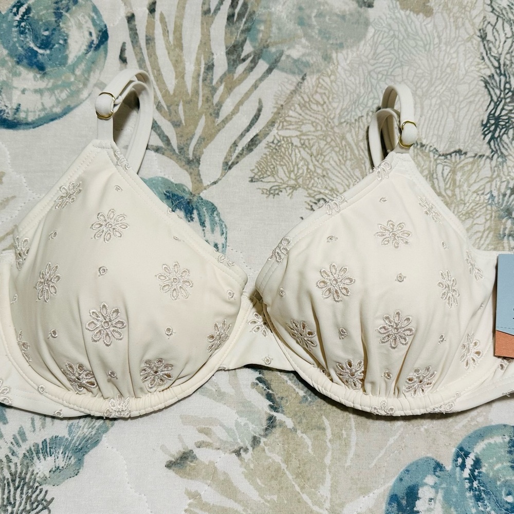 Shade and Shore Cream Off White Bikini with Cutouts and Underwire